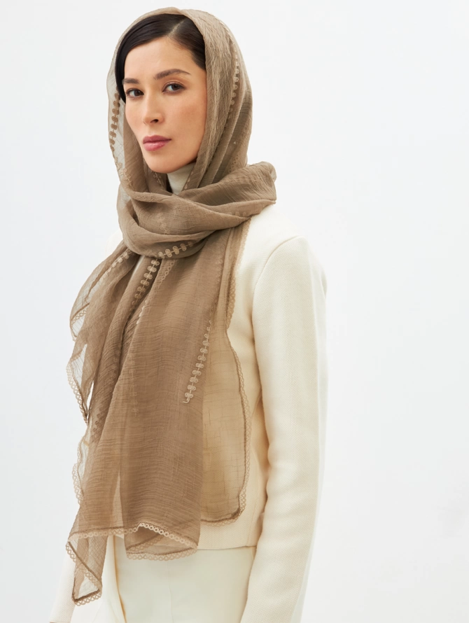 Палантин женский с вышивкой арт-деко BB-135-83