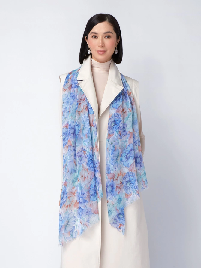 Палантин женский с цветочным принтом KSH16-124-4