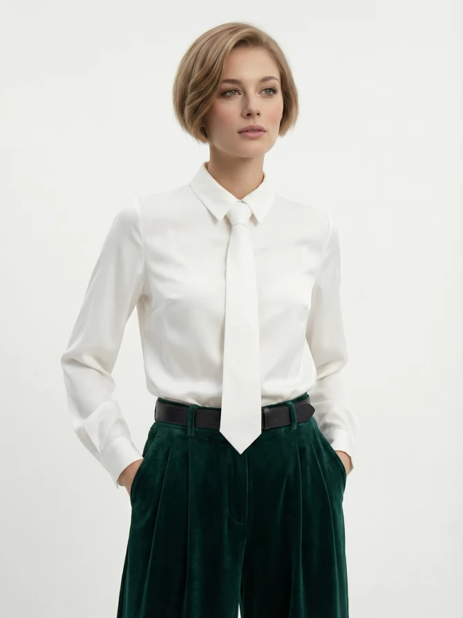 Блузка с галстуком  OD-881-4 белый