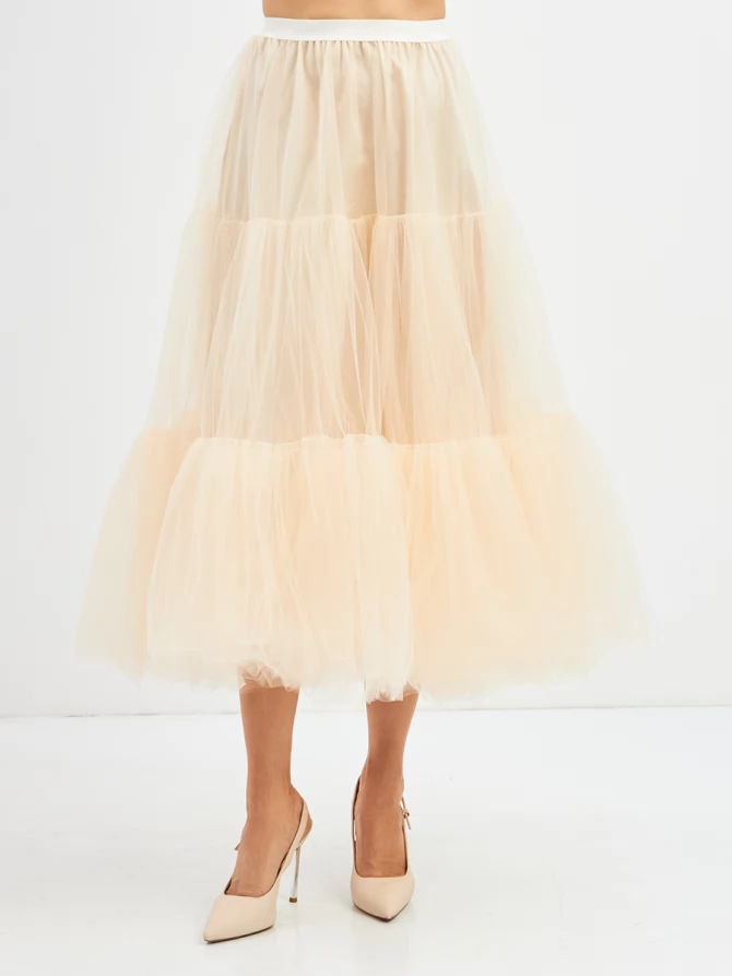 Платье из жаккарда + юбка из фатина OD-939-1 сливочный