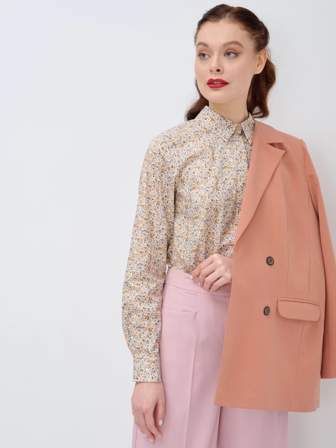 Рубашка с контрастной стойкой