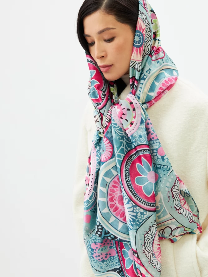 Палантин женский двусторонний с принтом арт-деко