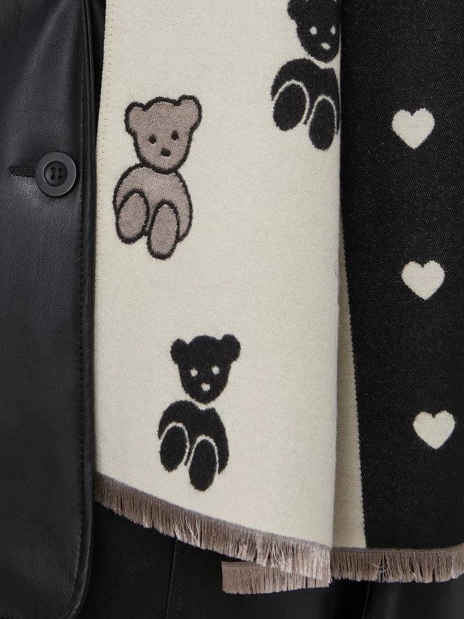 Палантин двусторонний с мишками и сердечками