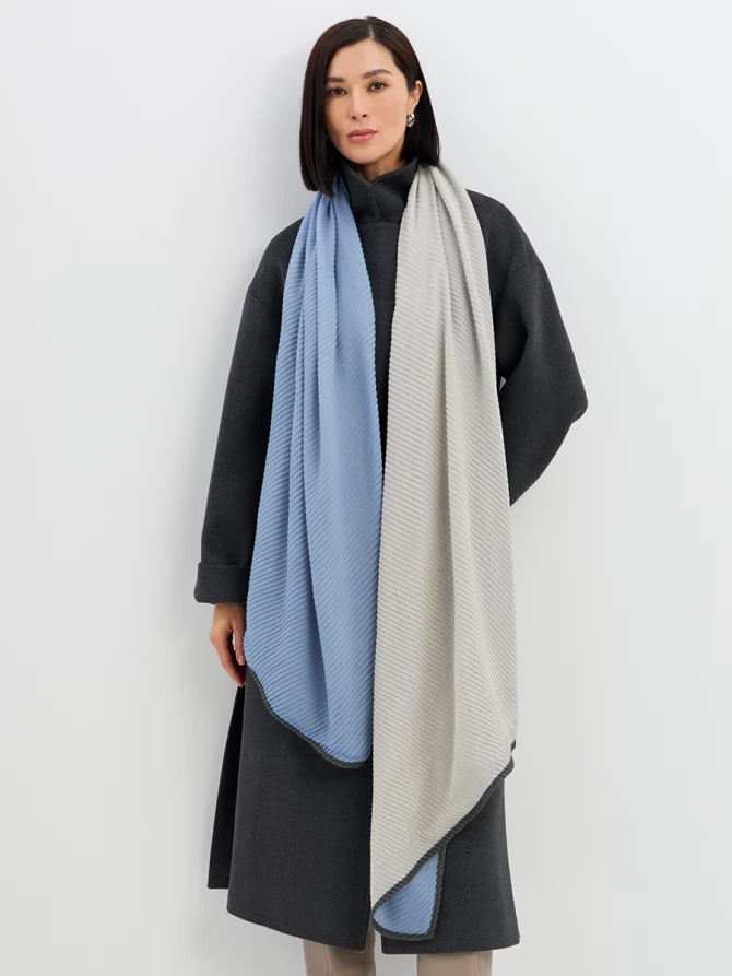 Палантин женский двусторонний жатый