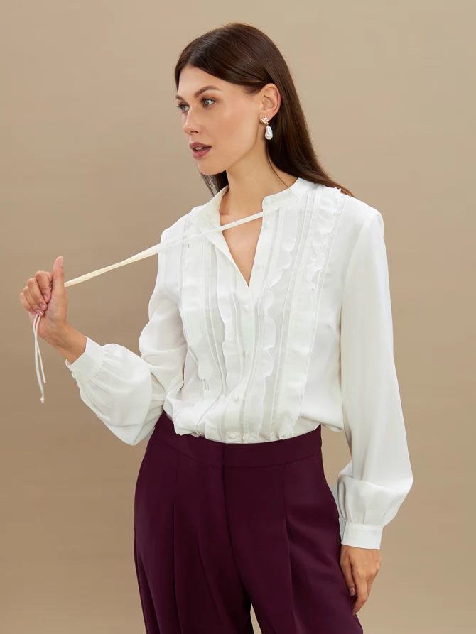 Блузка с рюшами OD-976-1 белый