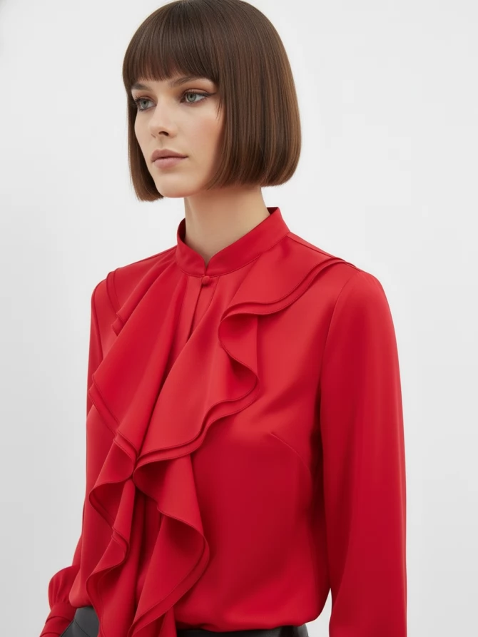 Блузка с отлетными рюшами OD-914-4 красный
