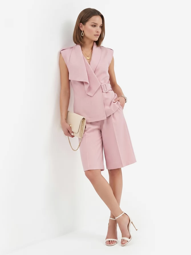 Бермуды из костюмной ткани OD-1037-2 розовый