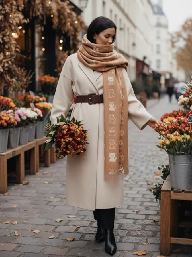 Палантин женский однотонный двусторонний