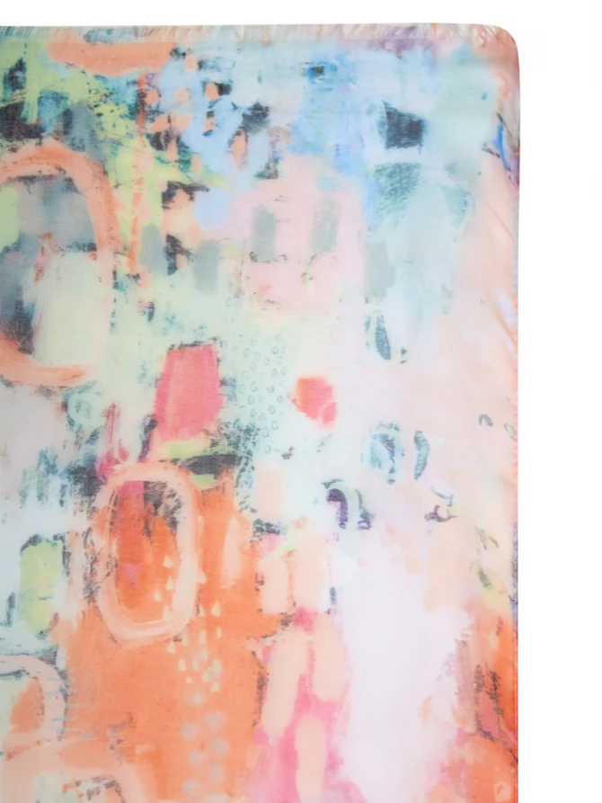 Палантин женский с акварельным принтом