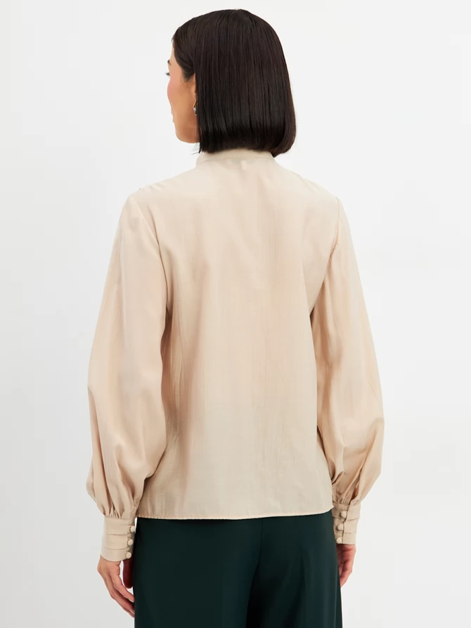 Блузкас отлетными рюшами OD-914-1 бежевый