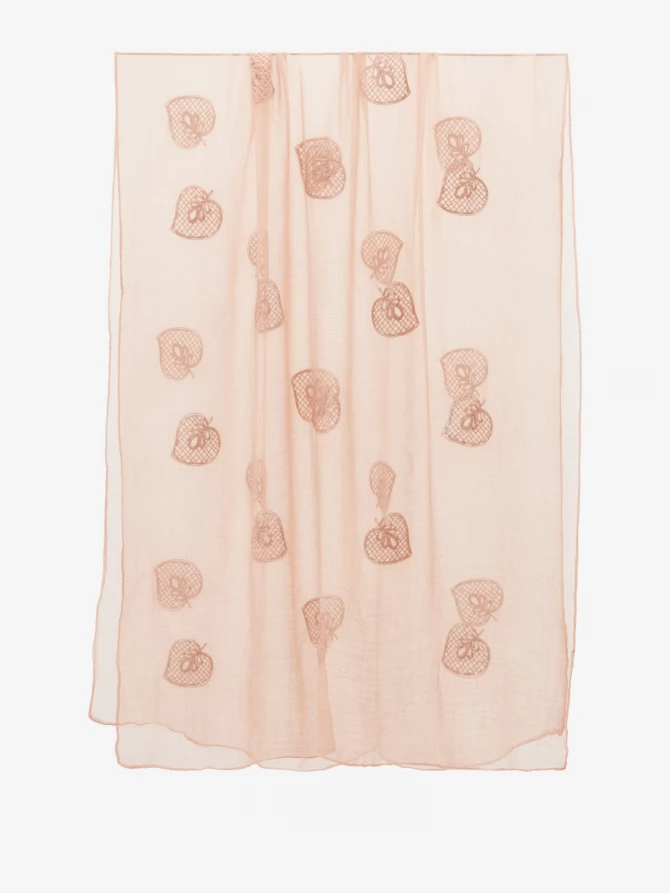 Палантин двусторонний из жатого шифона с арт-деко вышивкой