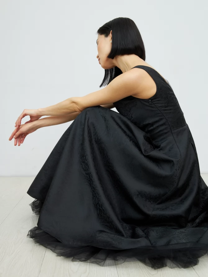 Платье из жаккарда OD-939-2 черный