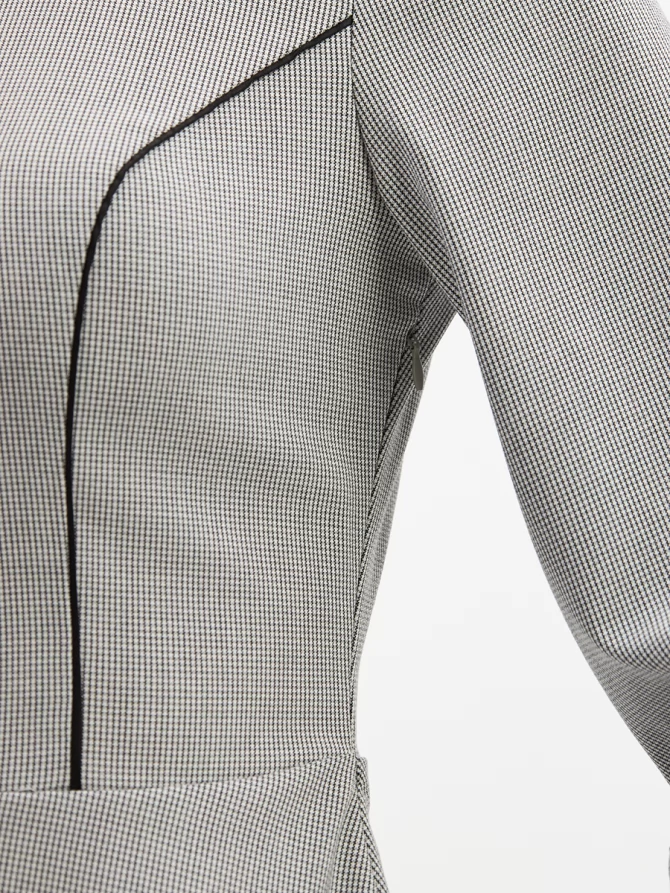 Платье с кантом OD-890-1 ч/белая мелкая клетка