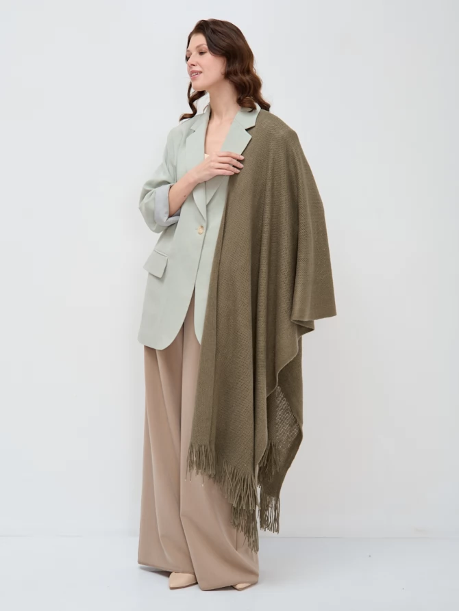 Палантин вязаный с бахромой GN-17-9