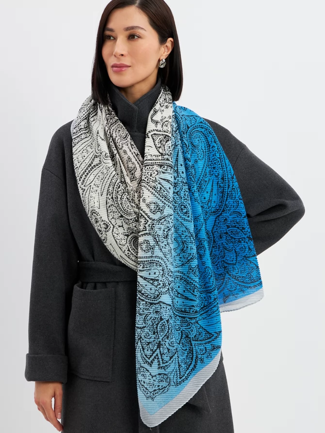 Палантин женский градиентный с орнаментом SPR-115-1