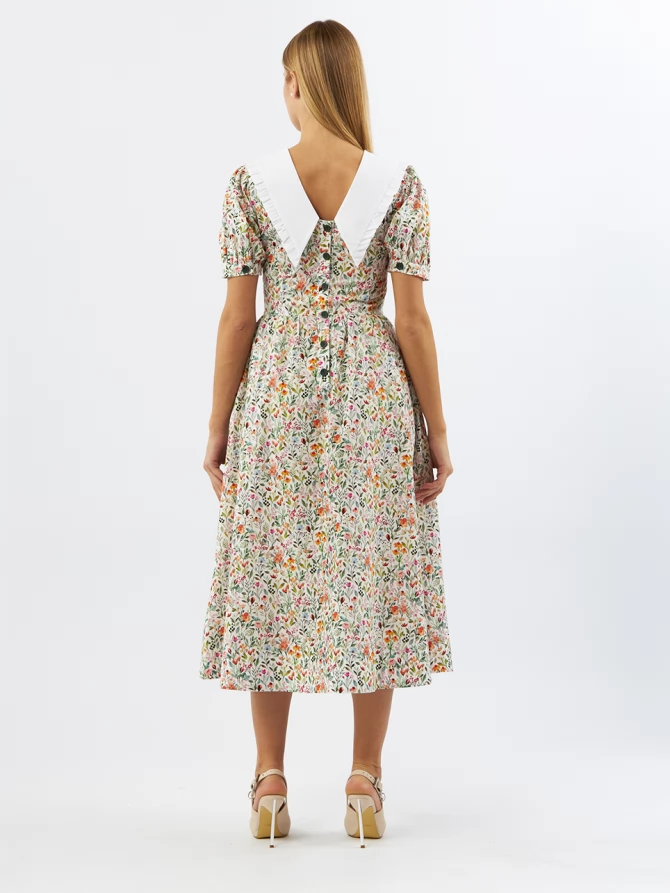 Платьеиз хлопка с большим контрастным воротником OD-935-2