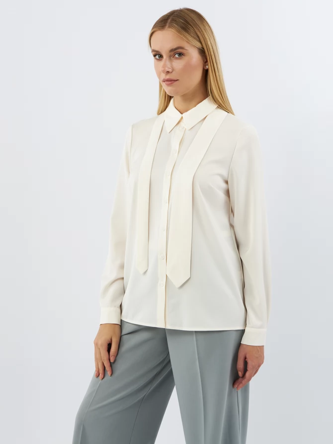 Блузка с галстуком  OD-881-7 сливочный