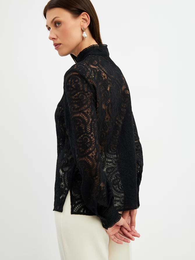Блузка из кружевной ткани OD-977-2 черный