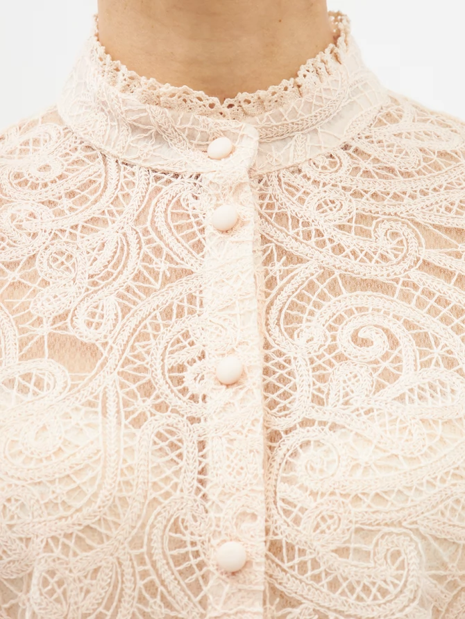 Блузка из кружевной ткани OD-977-3 лосось
