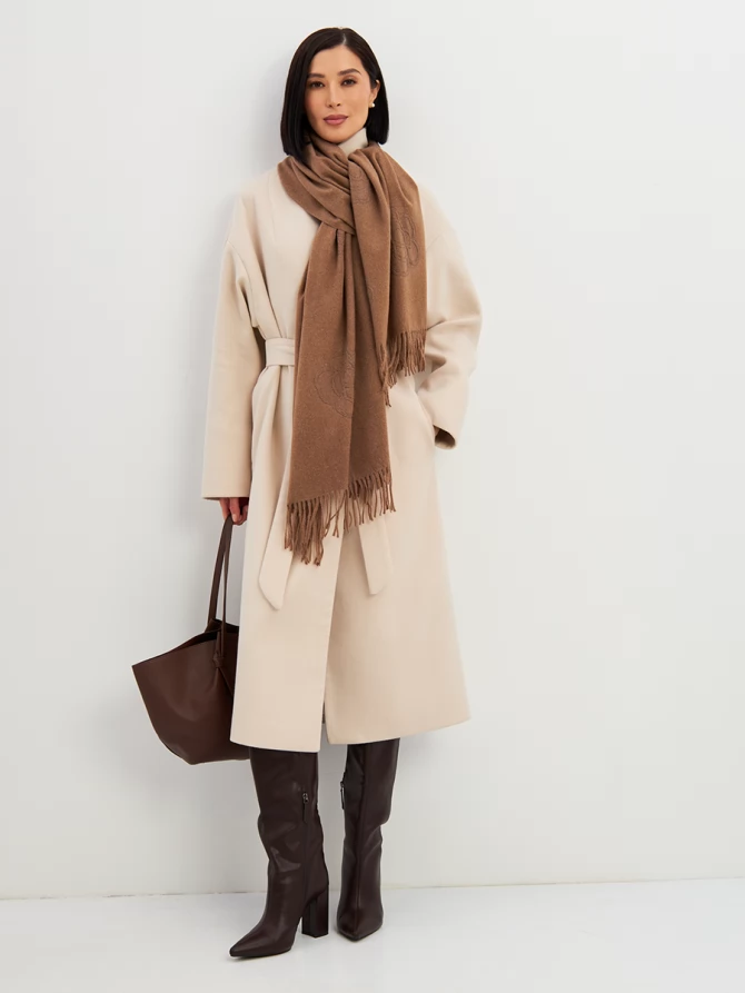 Палантин женский с принтом и бахромой