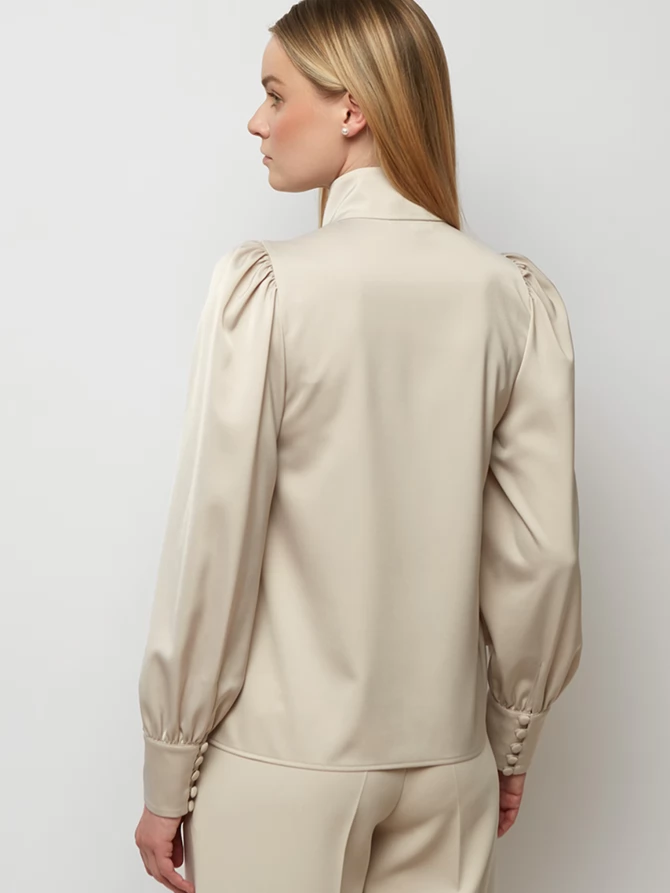 Блуза-косоворотка много пуговиц OD-550-17 светло-коричневый