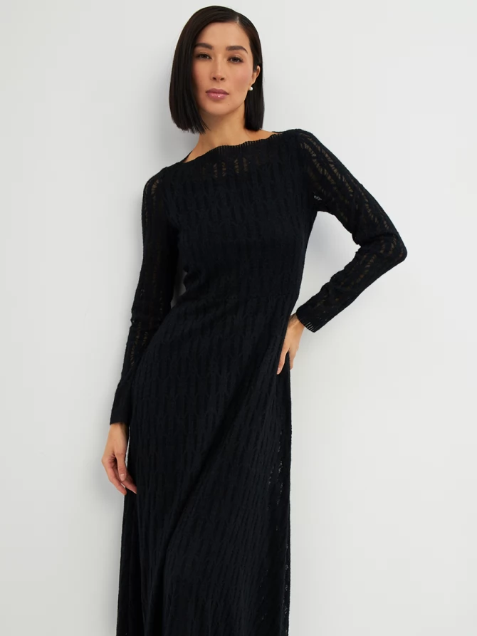 Платье из трикотажного кружева OD-904-2 черное
