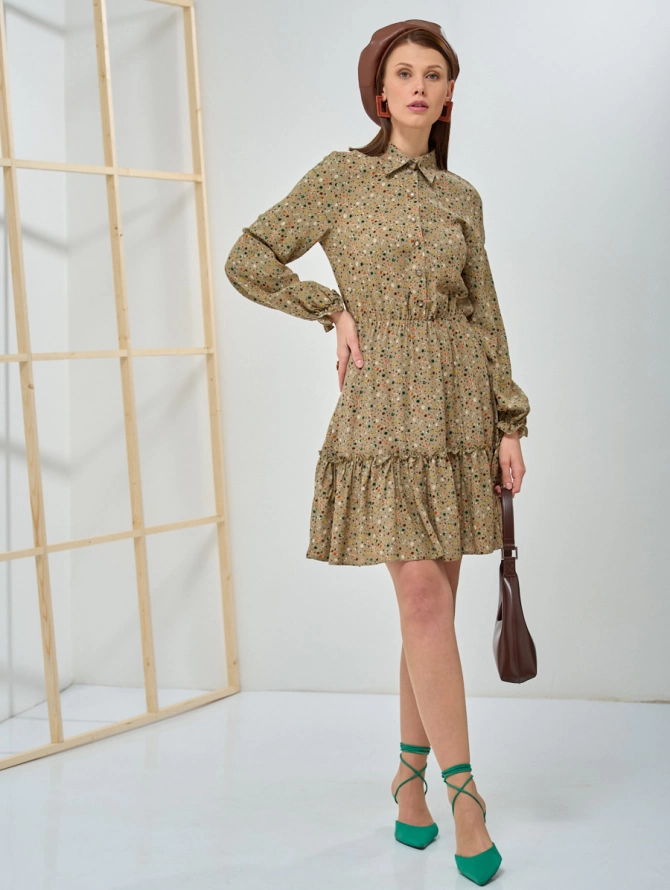 Платье-рубашка с воланом