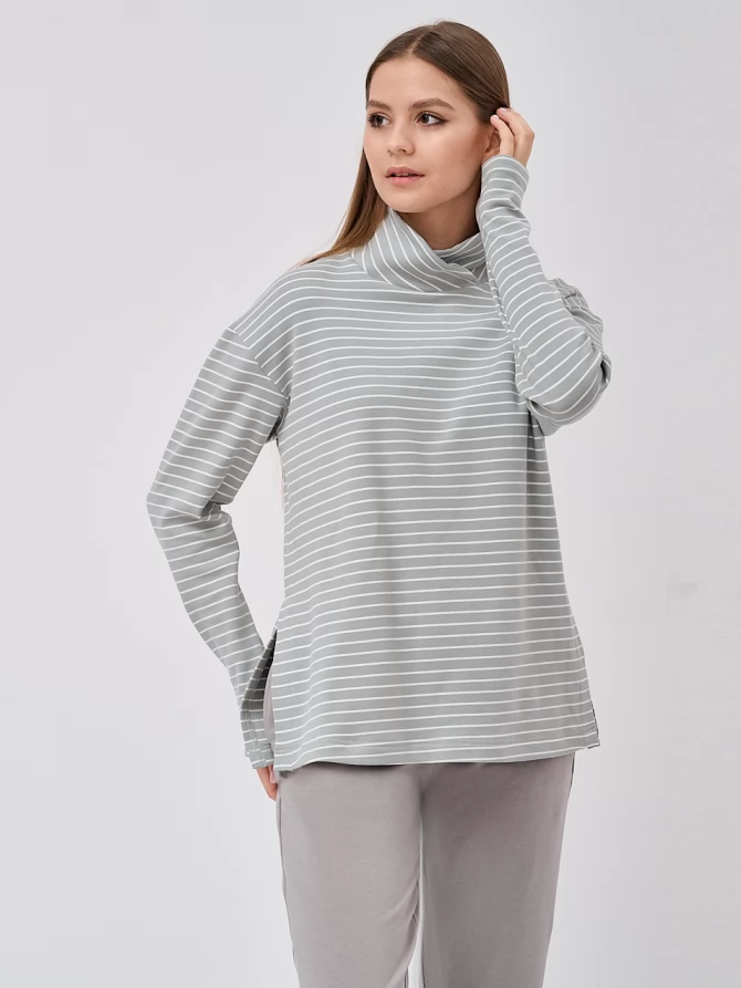 Лонгслив с принтом полоска с вырезами