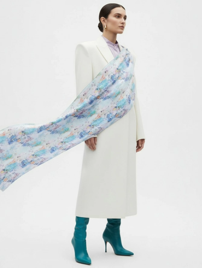 Палантин женский с акварельным принтом