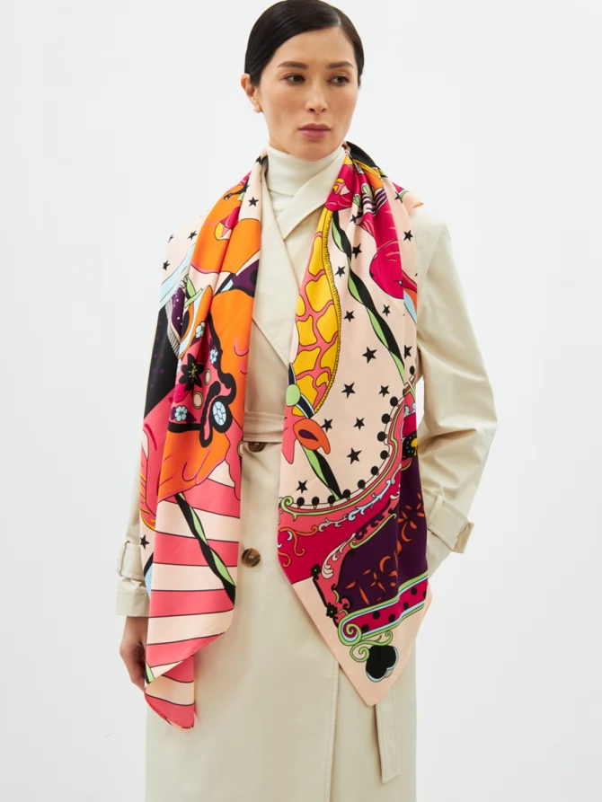 Платок женский двусторонний с принтом Арт-Деко LO-1255-2