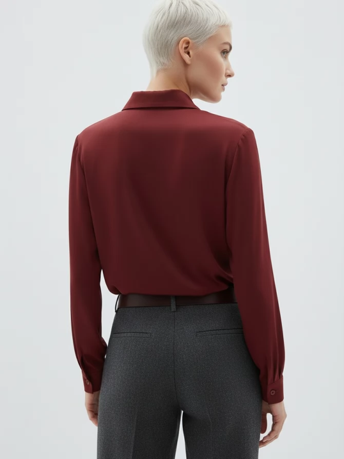 Блузка с галстуком  OD-881-6 бордовый