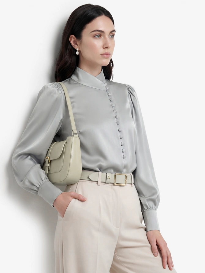 Блуза-косоворотка много пуговиц OD-550-18 полынь