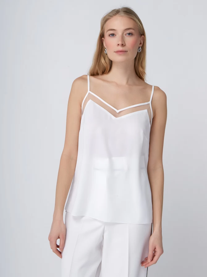 Топ с сеткой на бретелях OD-875-1 белый