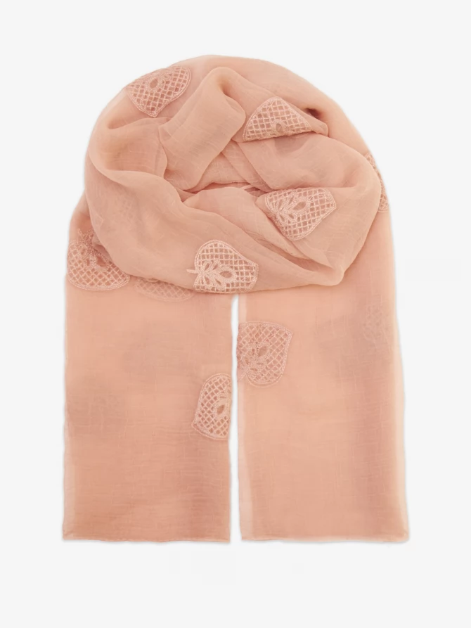 Палантин двусторонний из жатого шифона с арт-деко вышивкой