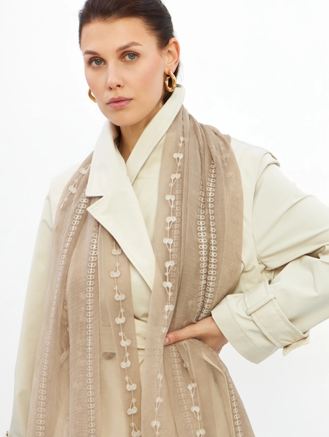 Палантин двусторонний с вышивкой арт-деко DRK-145-4