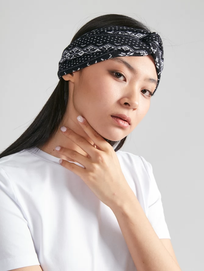 Повязка на голову PGT-01-2 Олени черно-белые