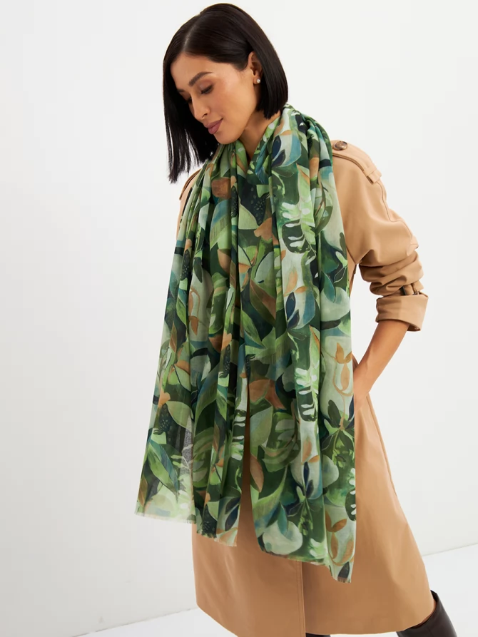 Палантин женский с тропическим принтом KSH25-1257-4