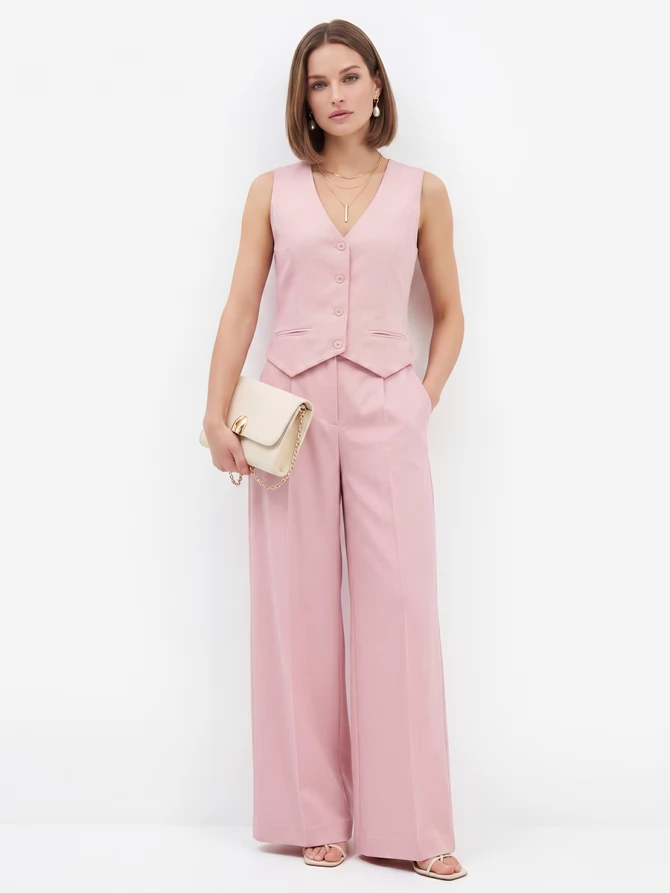 Жилет из костюмной ткани OD-920-3 розовый