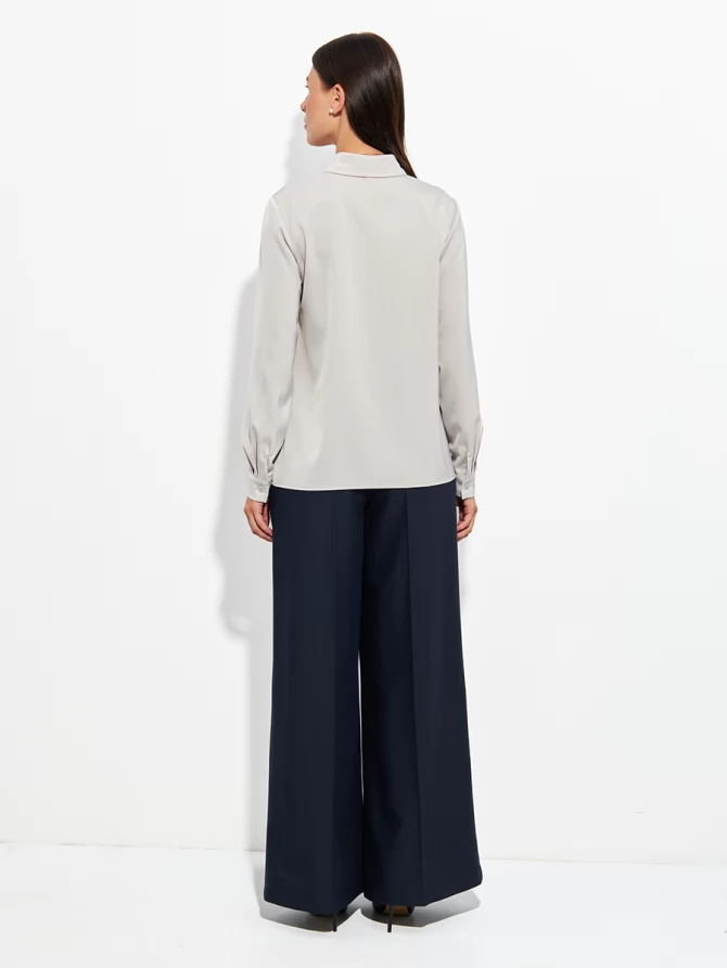 Блузка с галстуком  OD-881-8 серо-коричневый