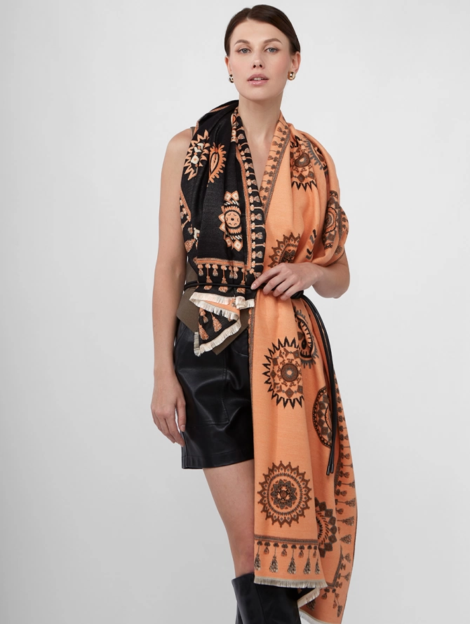 Палантин женский двусторонний с этническим орнаментом RH10-241-1