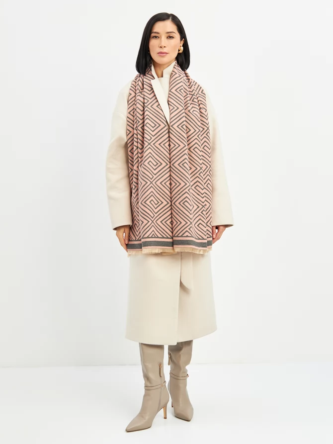 Палантин двусторонний с геометрическим узором