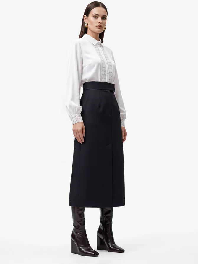 Блузка с кружевом белая