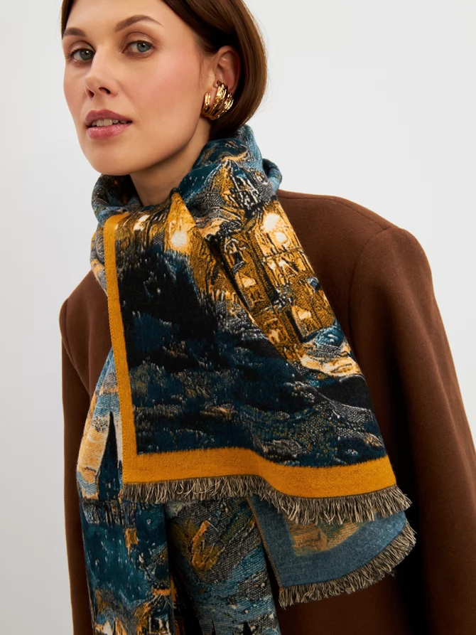 Палантин с художественным принтом "Замок"