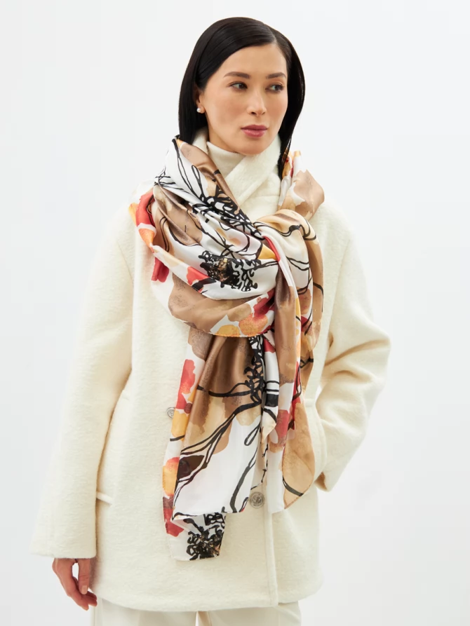 Палантин двусторонний с принтом арт-деко