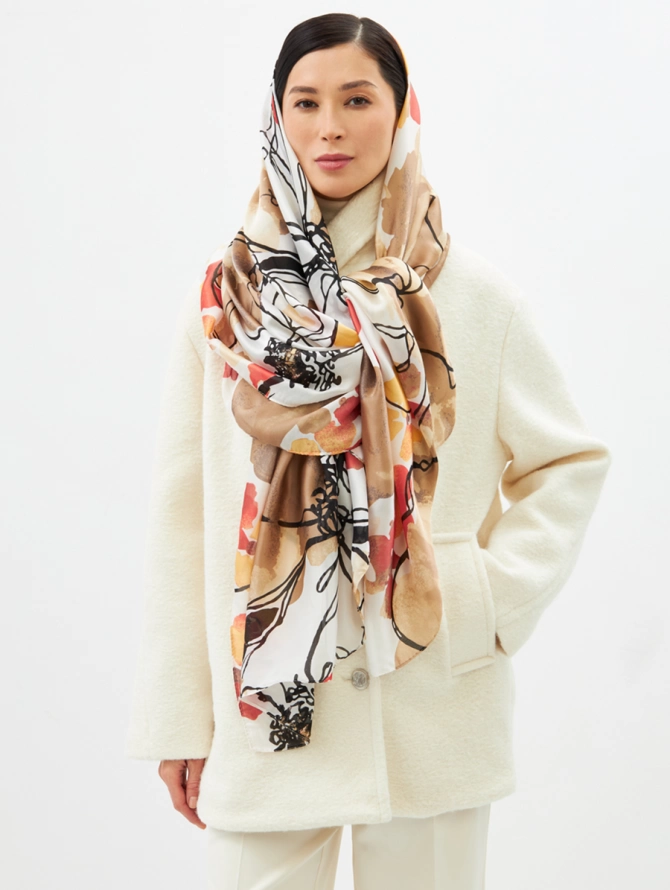 Палантин двусторонний с принтом арт-деко