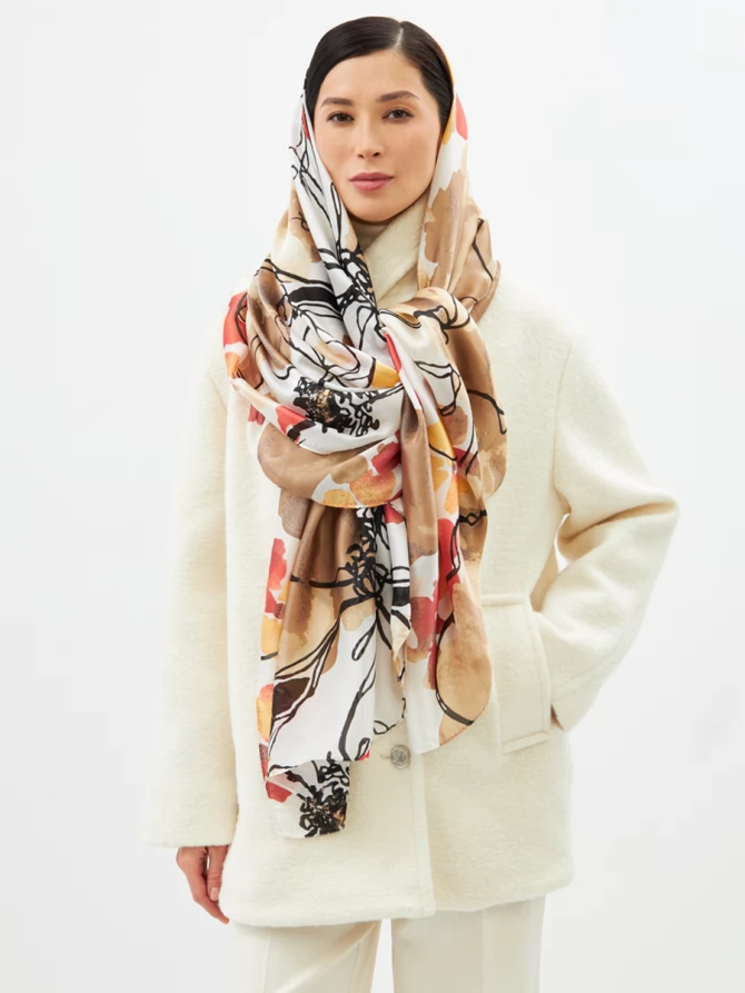 Палантин двусторонний с принтом арт-деко