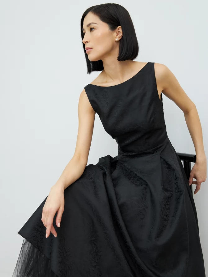 Платье из жаккарда OD-939-2 черный