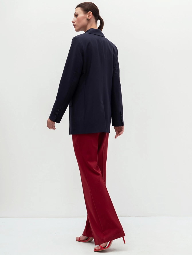 Жакет длинный прямого силуэта т.синий