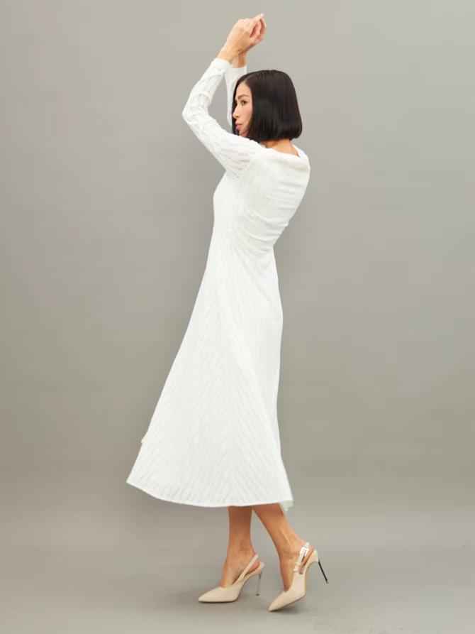 Платье из трикотажного кружева OD-904-1 белое