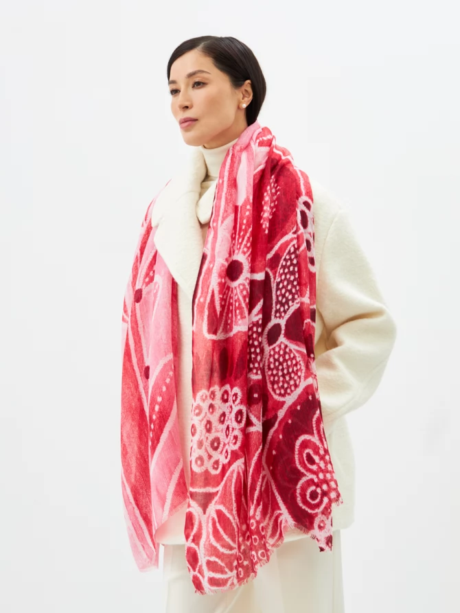 Палантин женский двусторонний с принтом арт-деко D2H-135-2